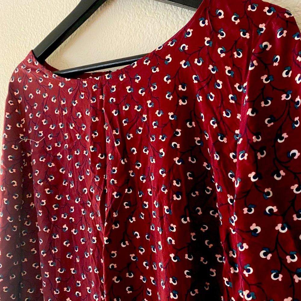 Old Navy Burgundy 3/4 Length Sleeve Dress